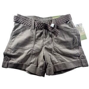 Sonoma Life Style Women's Cargo Shorts Size 6 Khaki Belted Rolled Cuff Casual